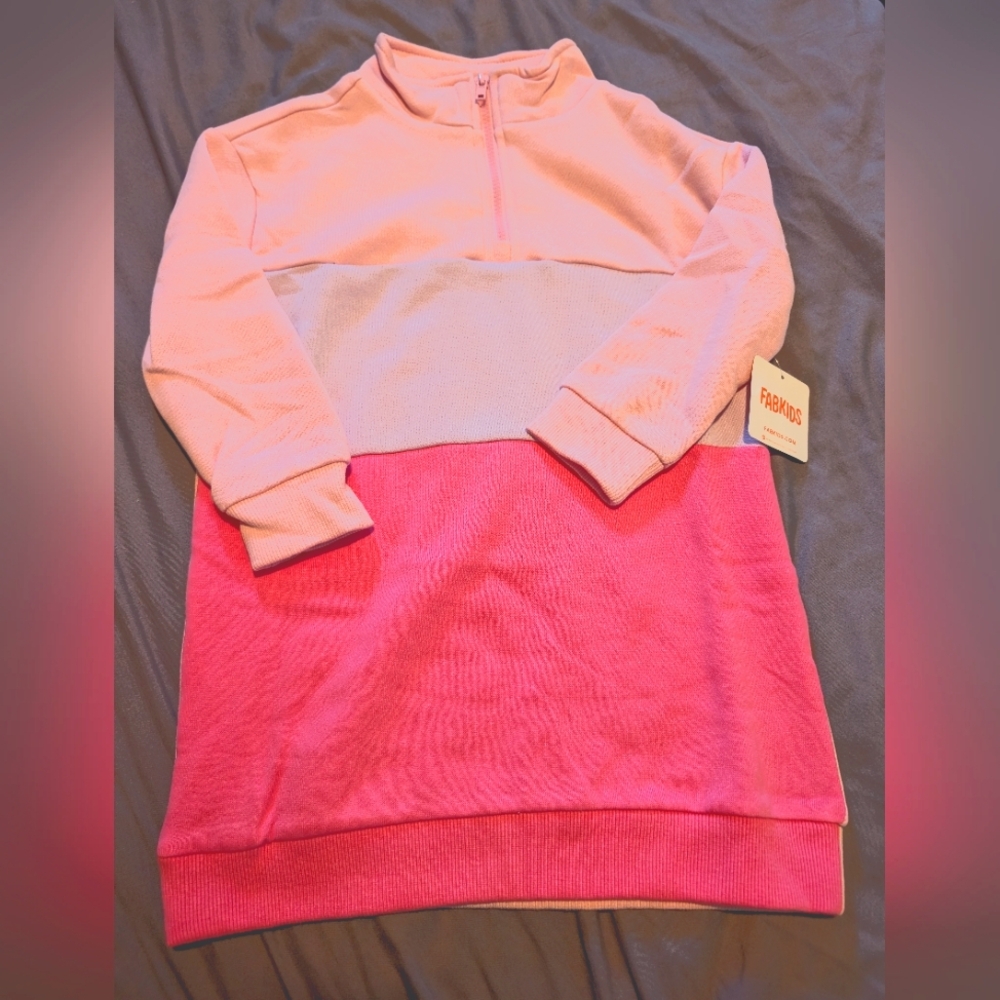 Pink colour block sweatshirt dress size XS (4/5T) NWT